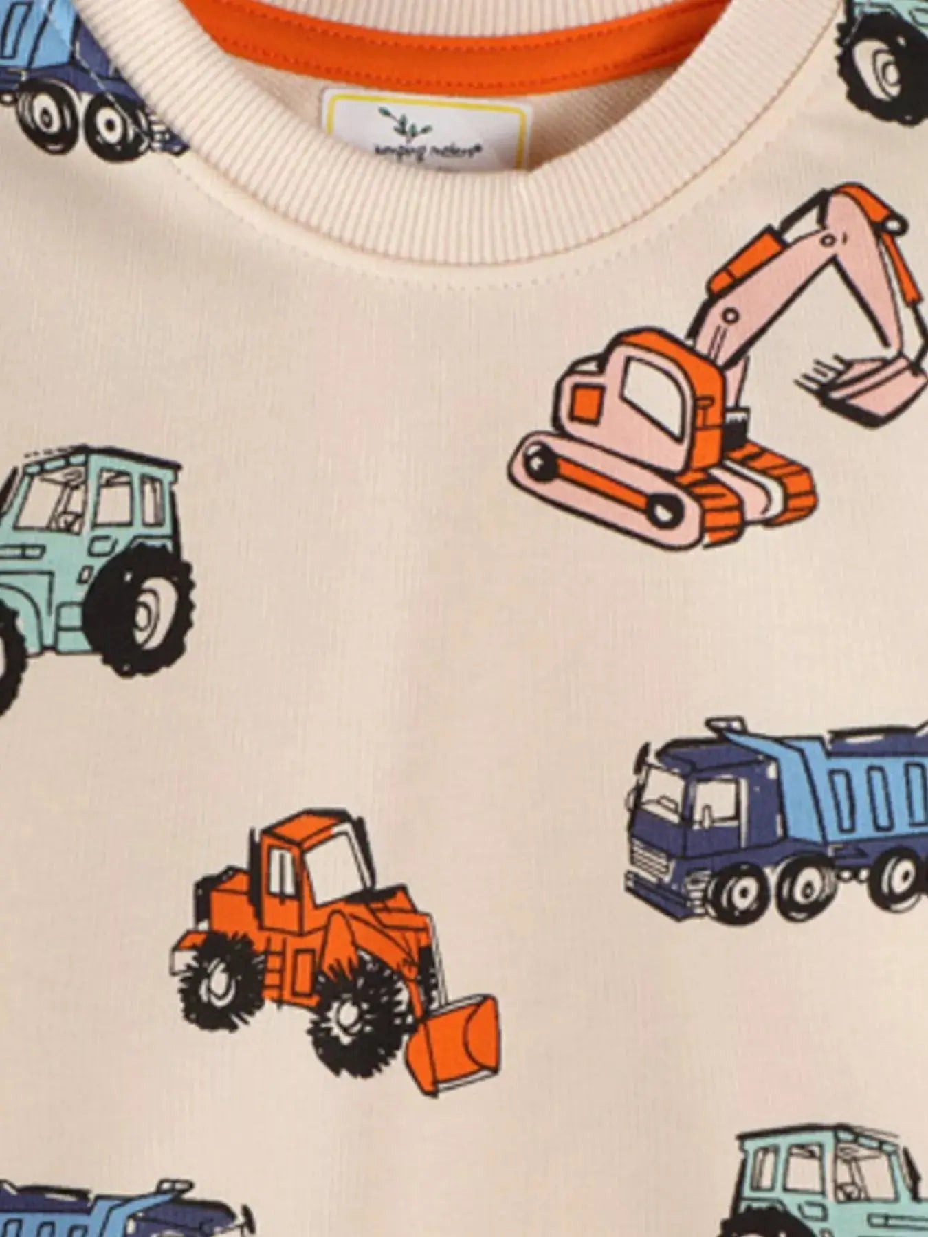 Kids Cotton Blend Construction Vehicle Print Crew Neck Sweatshirt Simply Love