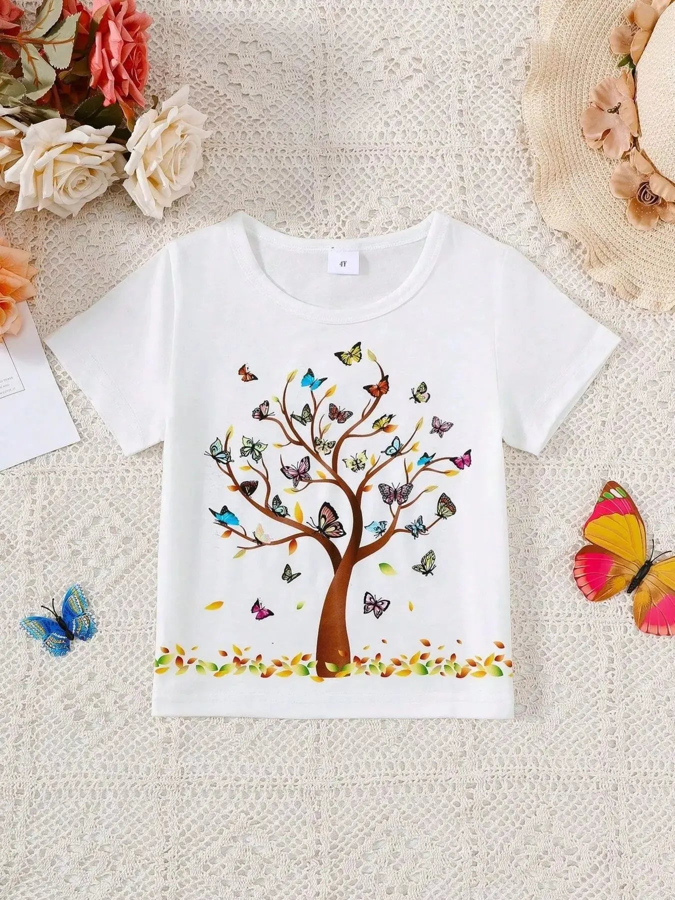 Children's Butterfly Tree Graphic Casual T-Shirt Simply Love