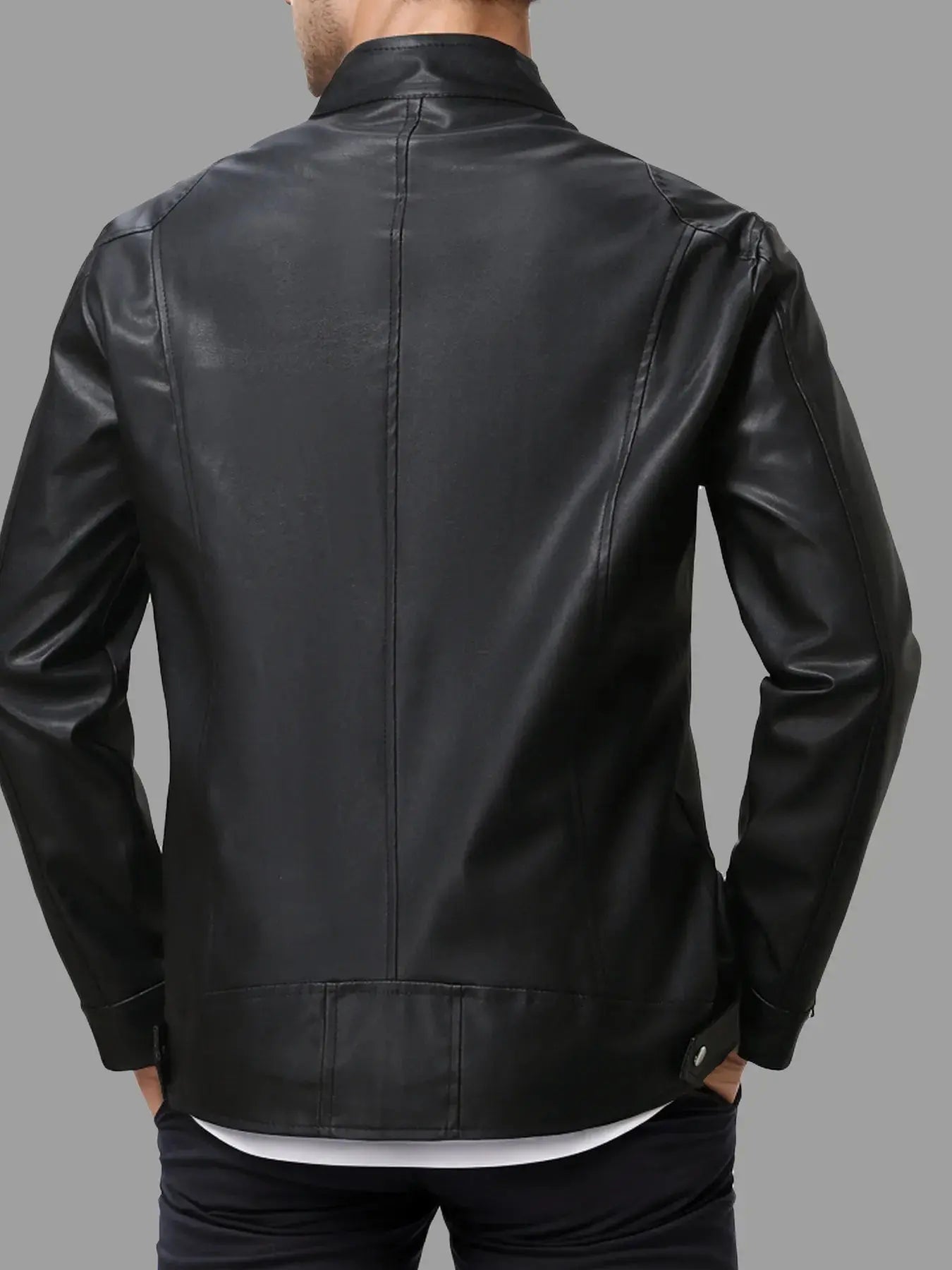 Men's Full Size Zip Up Leather Jacket Plus Size Simply Love