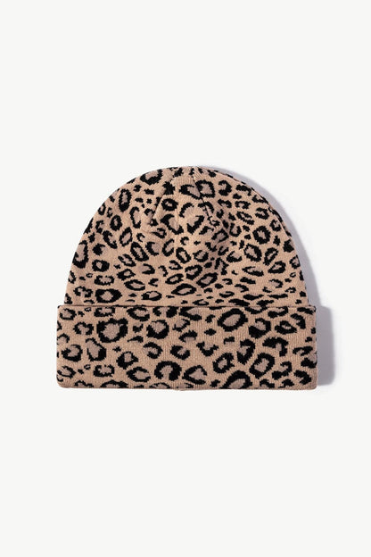 Leopard Pattern Cuffed Beanie.