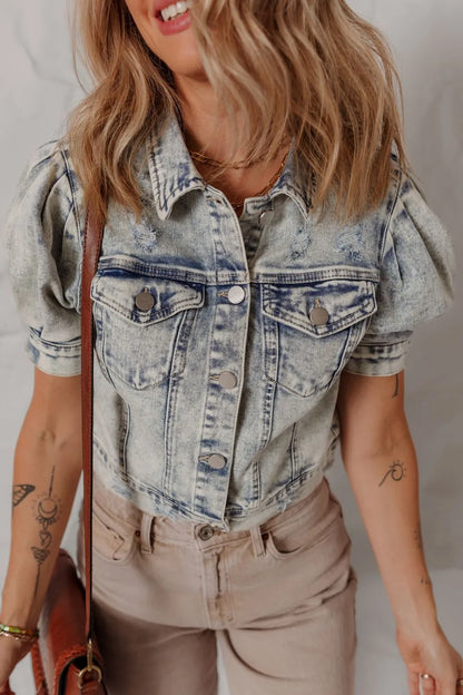 Simply Love: Denim Jacket - Puff Sleeves