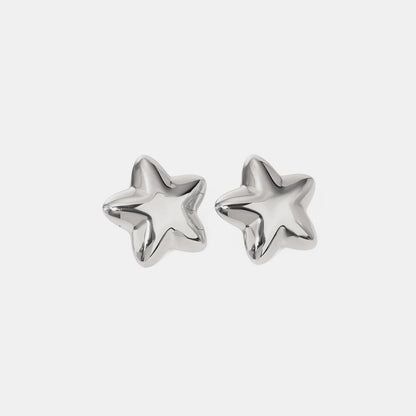 Elegant 18K gold-plated star stud earrings in stainless steel