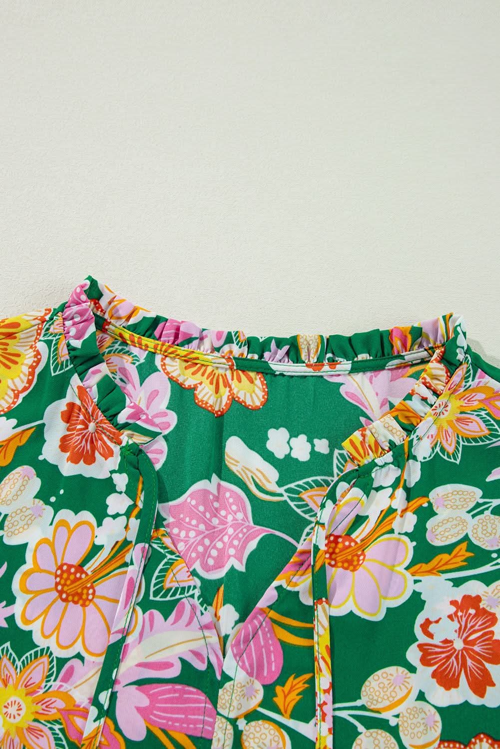 Green floral plus size babydoll top - Love Salve 