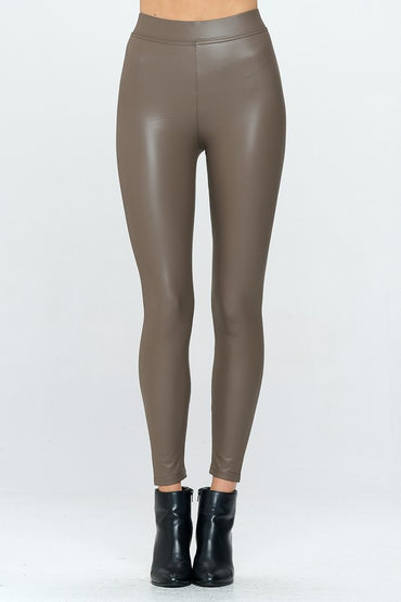 Fleece-lined skinny faux leather leggings