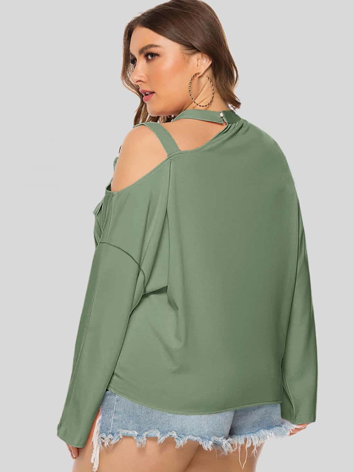 Plus Size Cold-Shoulder Tied Top.