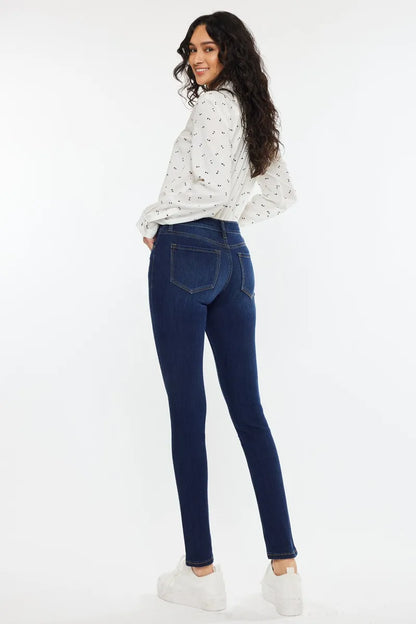 Kancan Mid Rise Super Skinny Jeans with Dark Indigo Wash and Premium Stretch Denim - Love Salve 