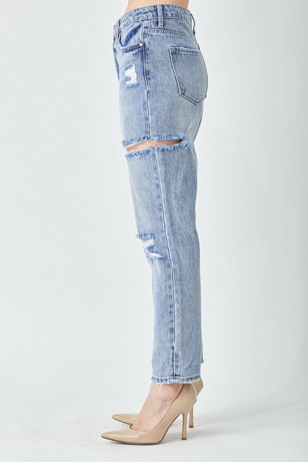 RISEN Distressed Slim Cropped Jeans.