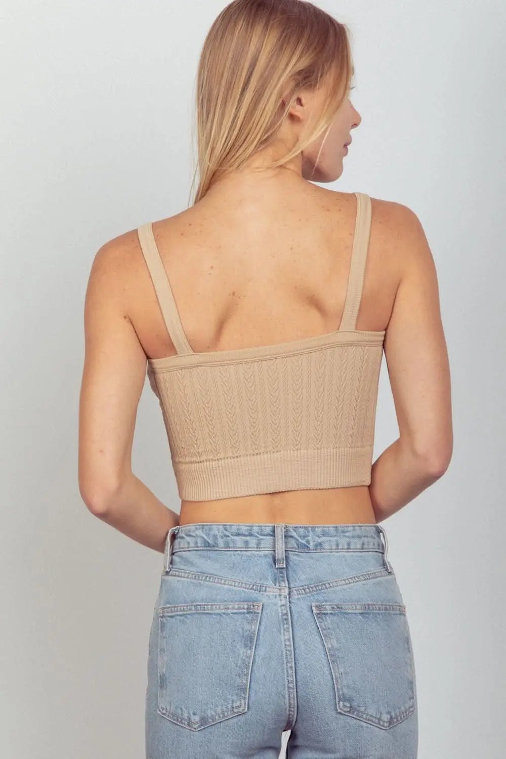 VERY J Cable Knit Seamless Cropped Cami - Love Salve 