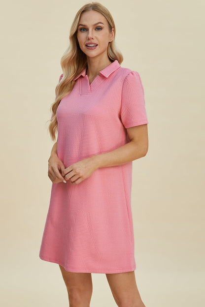 Double Take Full Size Texture Short Sleeve Dress.