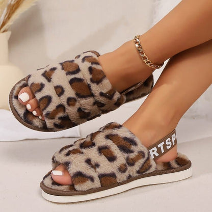 Leopard print open-toe sandals