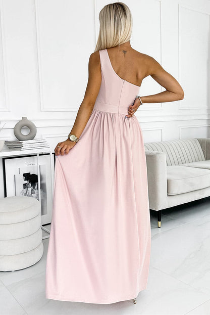 One-Shoulder Slit Maxi Dress.