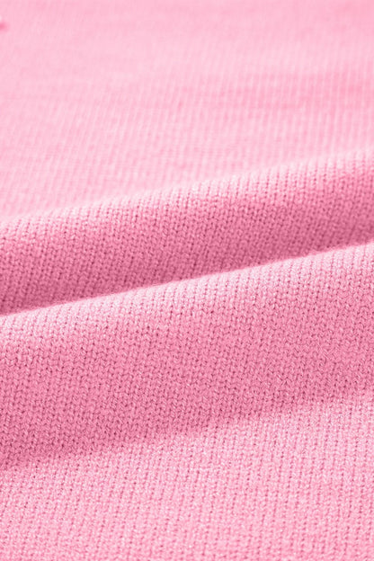 Pearl Detail Contrast Round Neck Sweater.