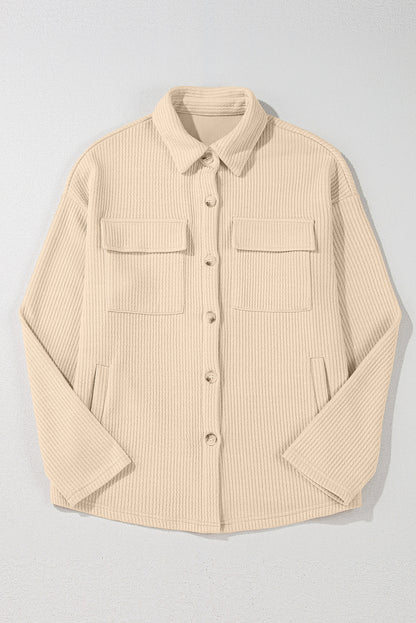 Apricot corduroy long sleeve shacket