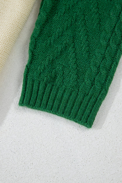 Mist green plus size cable knit sweater