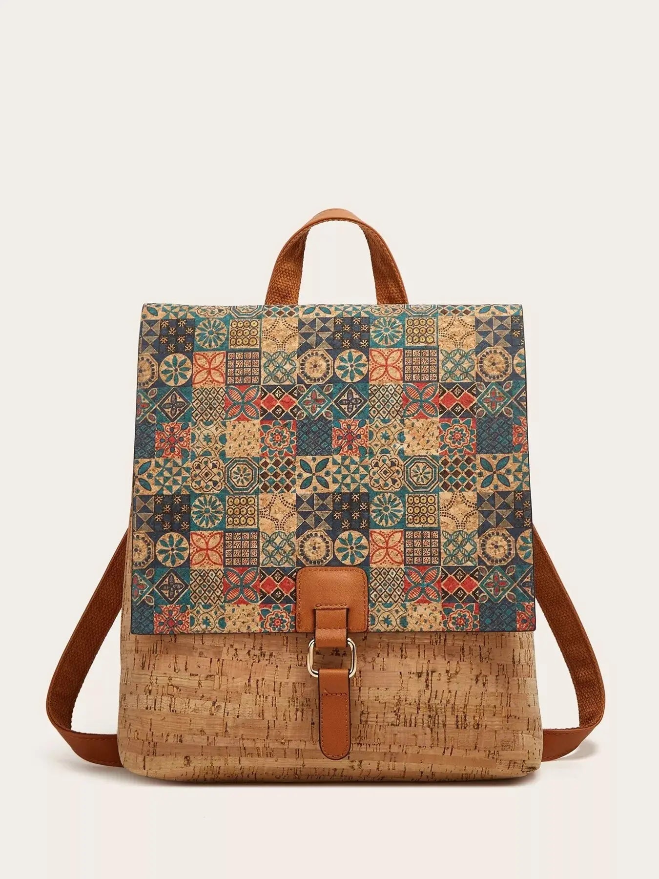 Vintage Bark Print Flap Backpack Simply Love