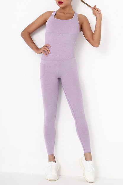 Crisscross Wide Strap Active Jumpsuit.