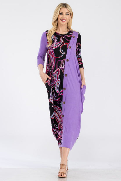 Celeste paisley midi dress with pockets in lilac