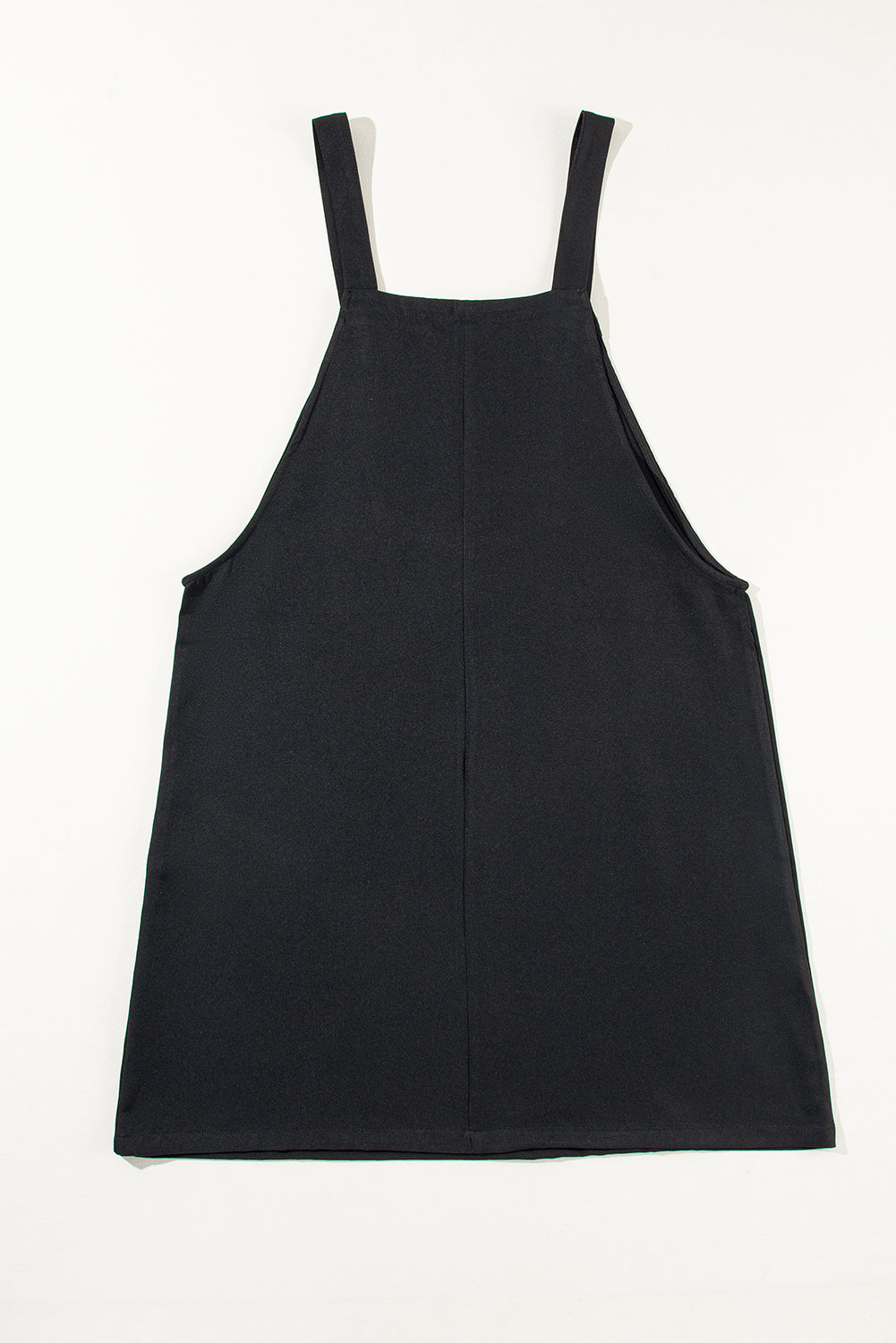 Chic black buttoned strap plus size pinafore dress