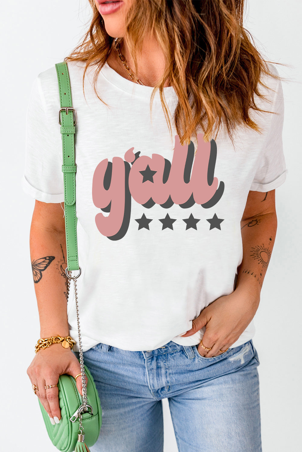 Y'ALL Graphic Round Neck Tee Simply Love