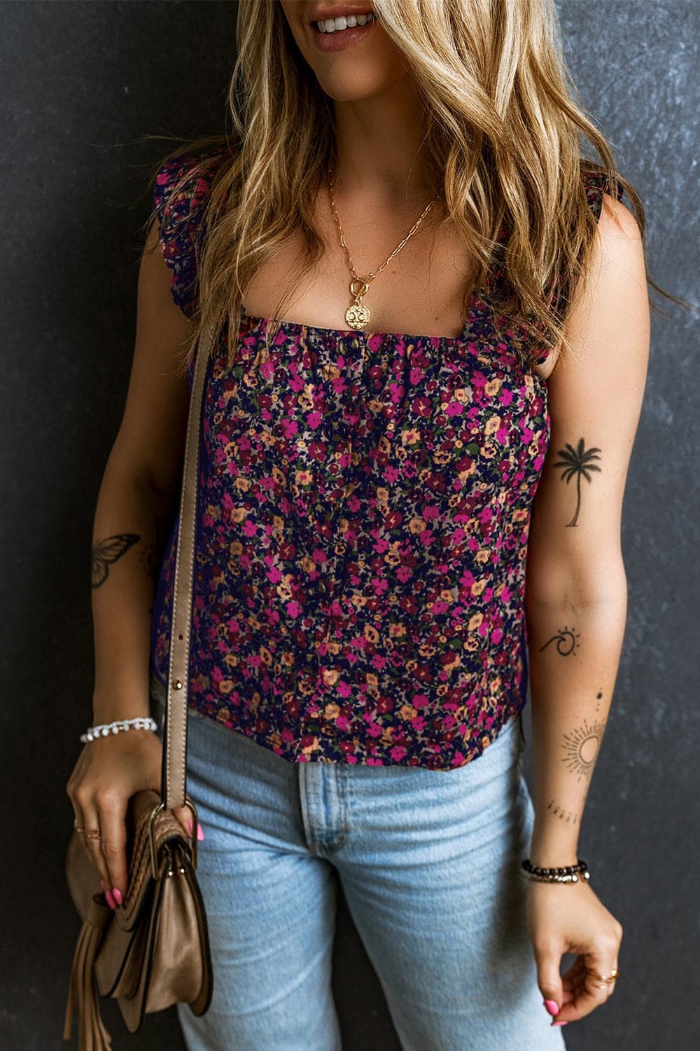 Printed Square Neck Tank.