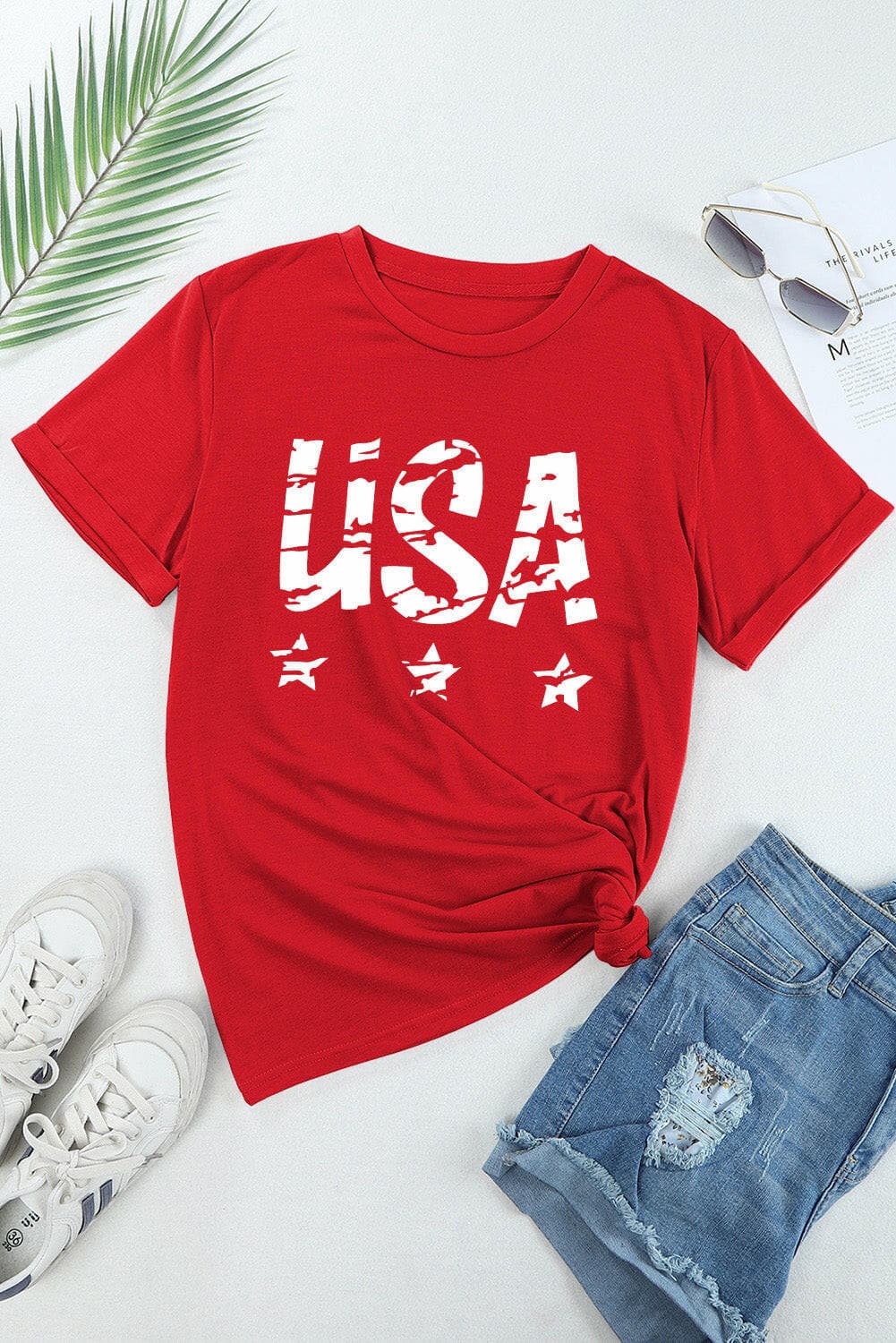 USA Round Neck Short Sleeve T-Shirt.