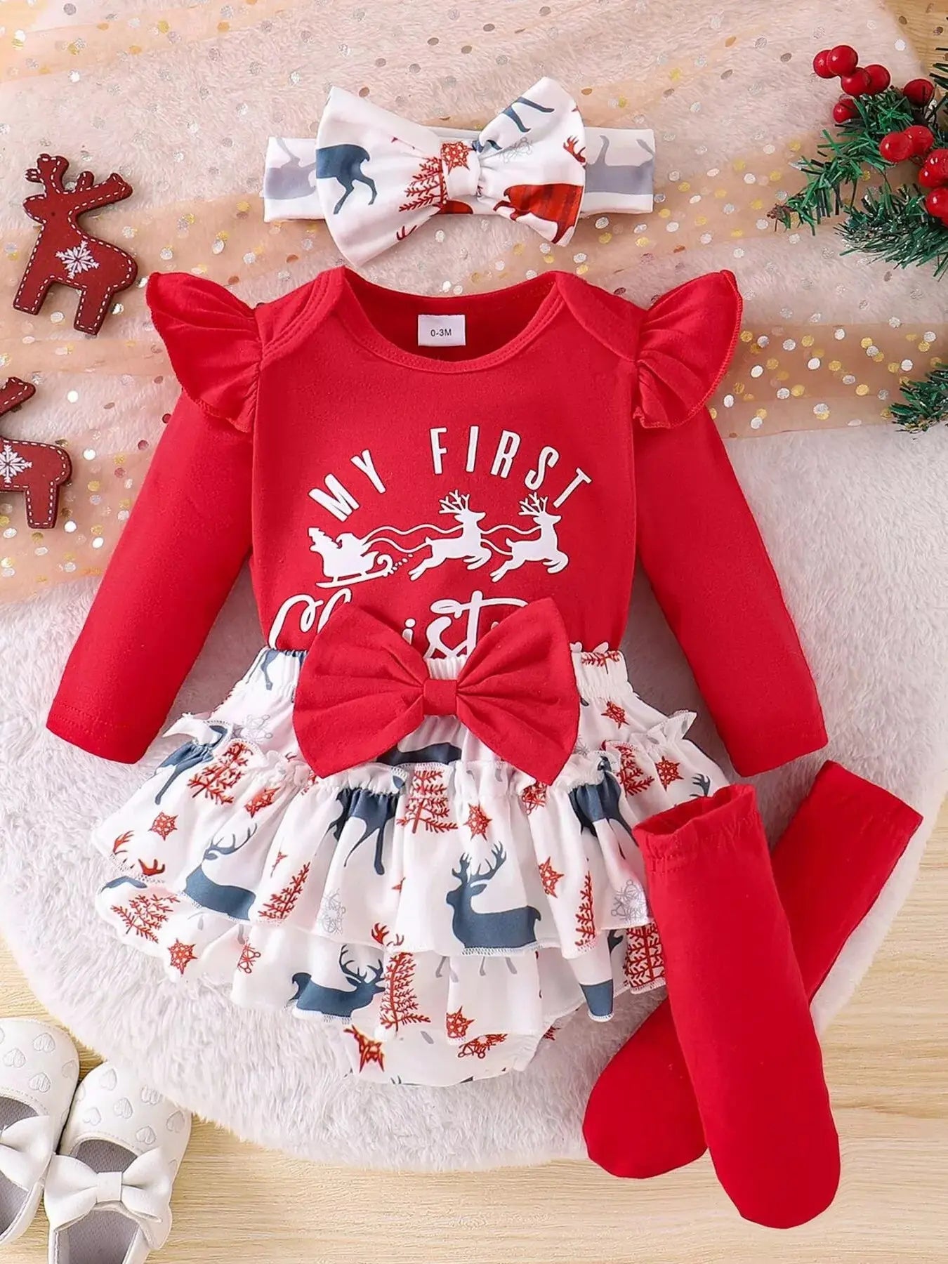 Children's My First Christmas Ruffle Sleeve Set Simply Love