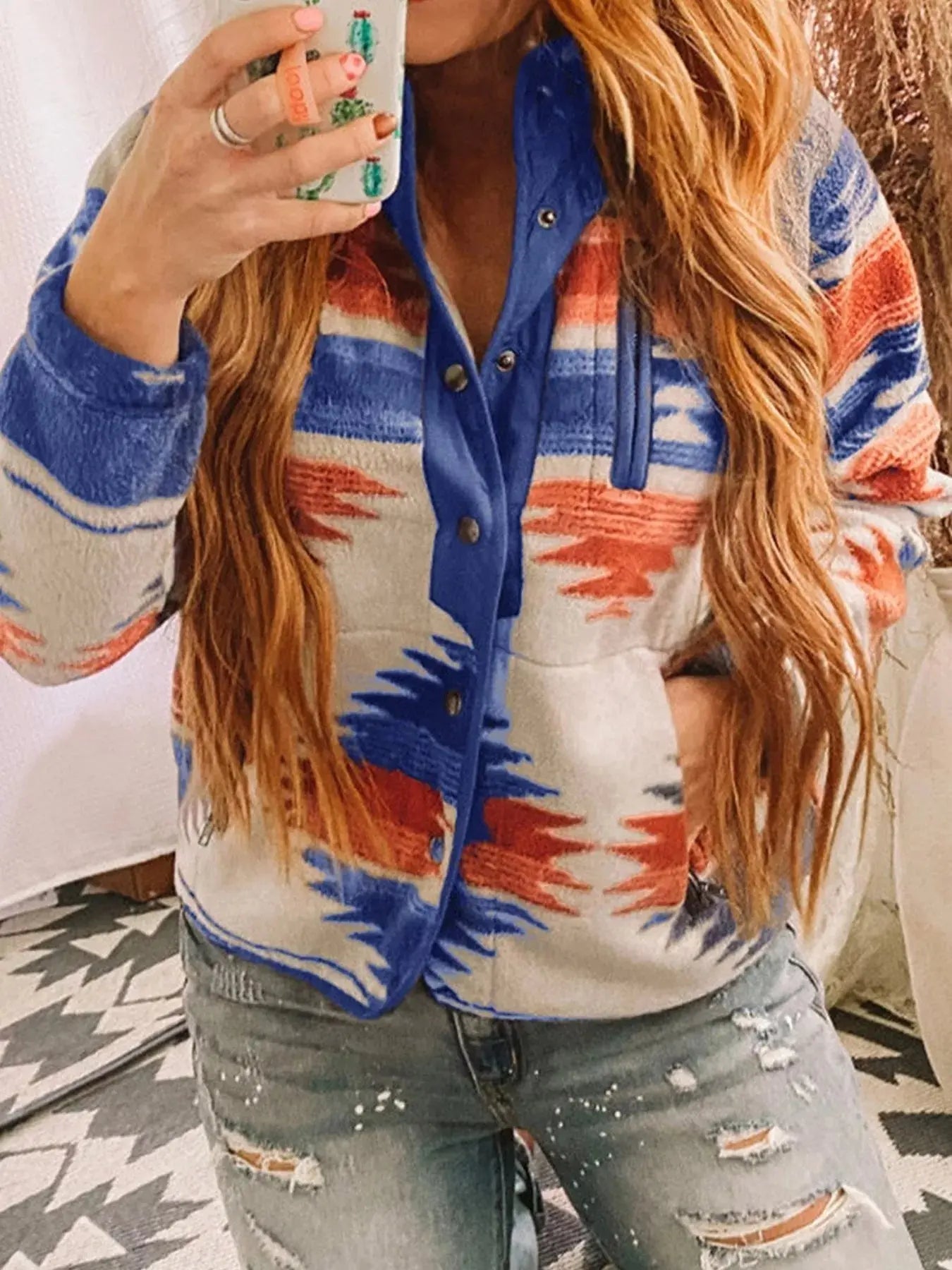 Geometric Snap Down Jacket Simply Love