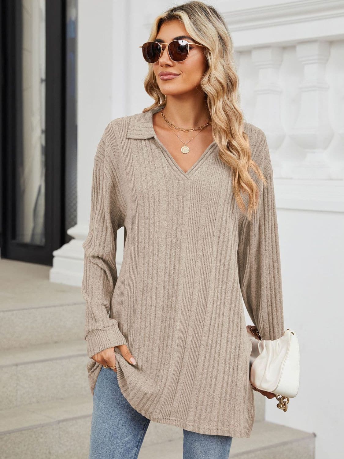 Sheer slit long sleeve t-shirt