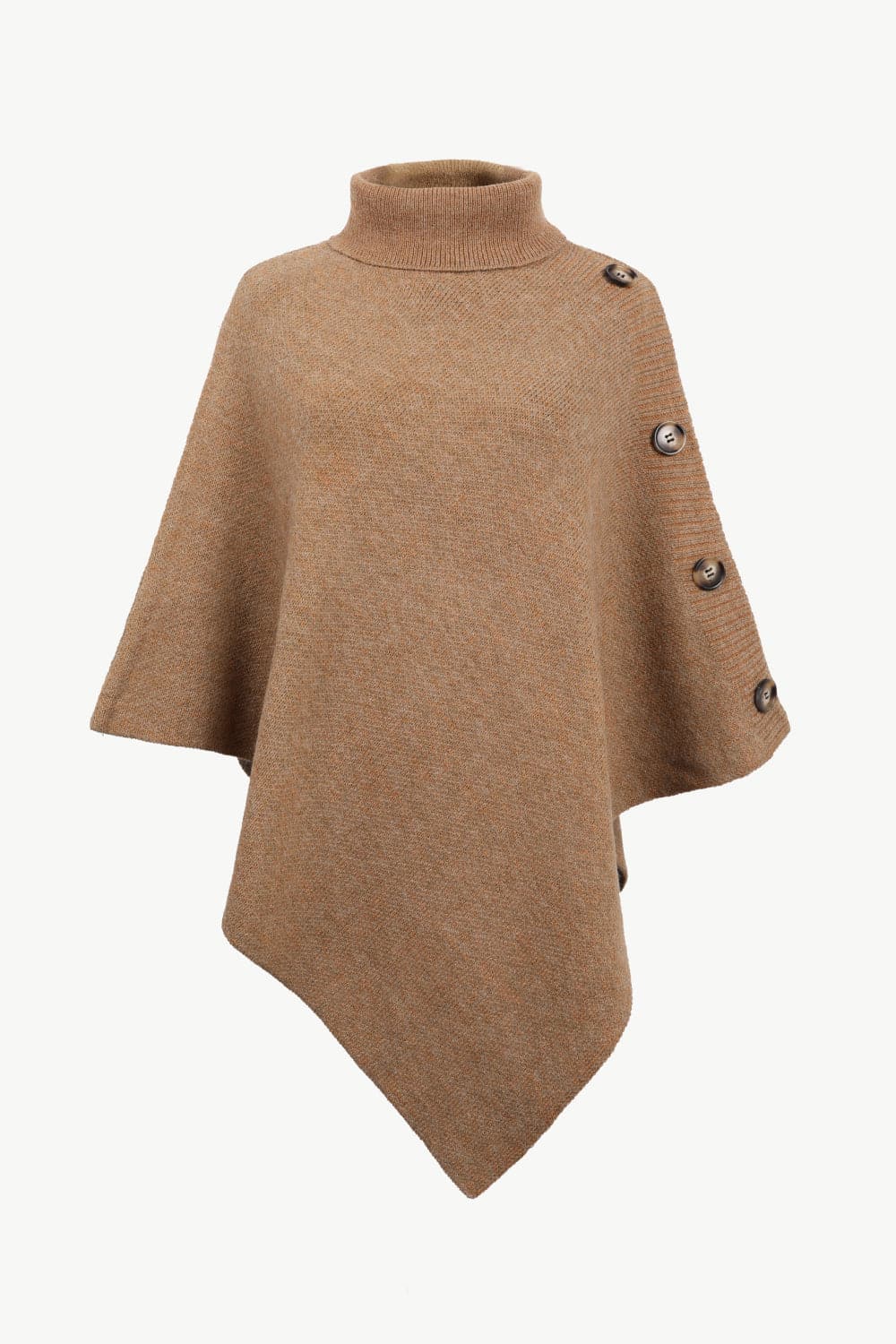 Turtleneck Buttoned Poncho.