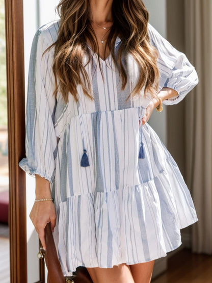 Tassel Striped Batwing Dress for Effortless Style