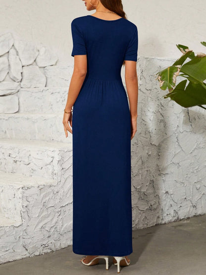 Surplice Short Sleeve Maxi Dress.