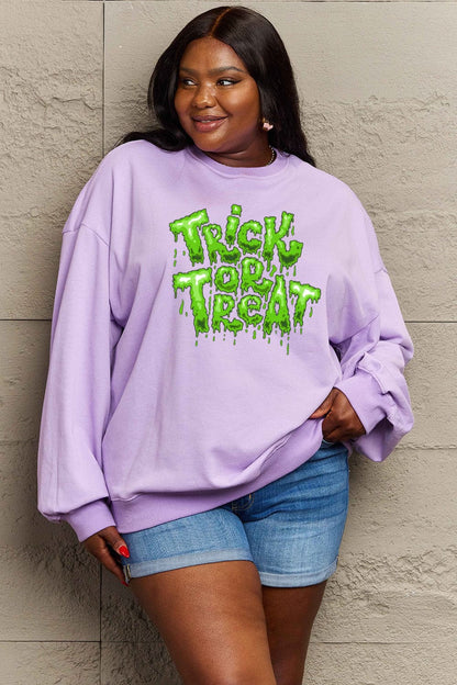 Simply Love Full Size TRICK OR TREAT Graphic Sweatshirt.