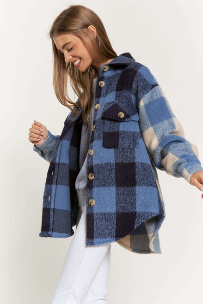 Plaid Utility Shacket with Pocket