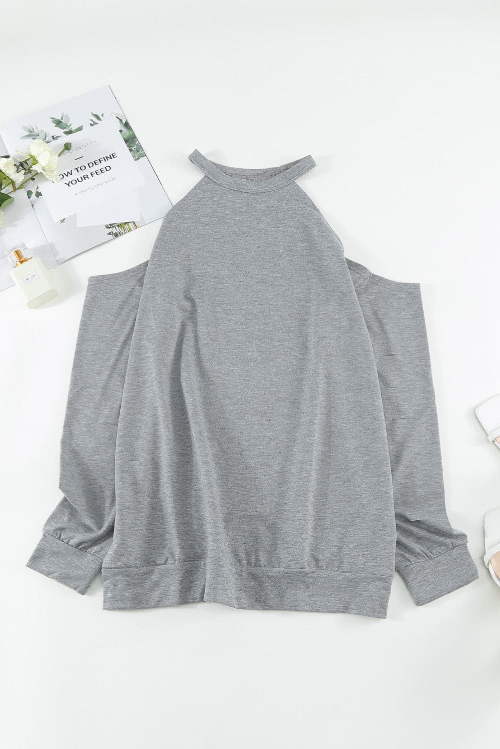 Cold Shoulder Long Sleeve Sweatshirt.