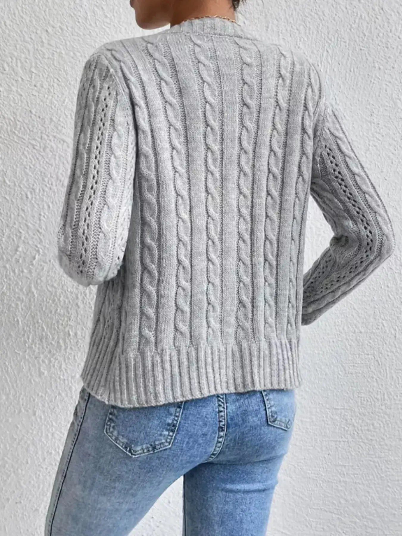 Cable Knit Button-Up Cardigan Simply Love