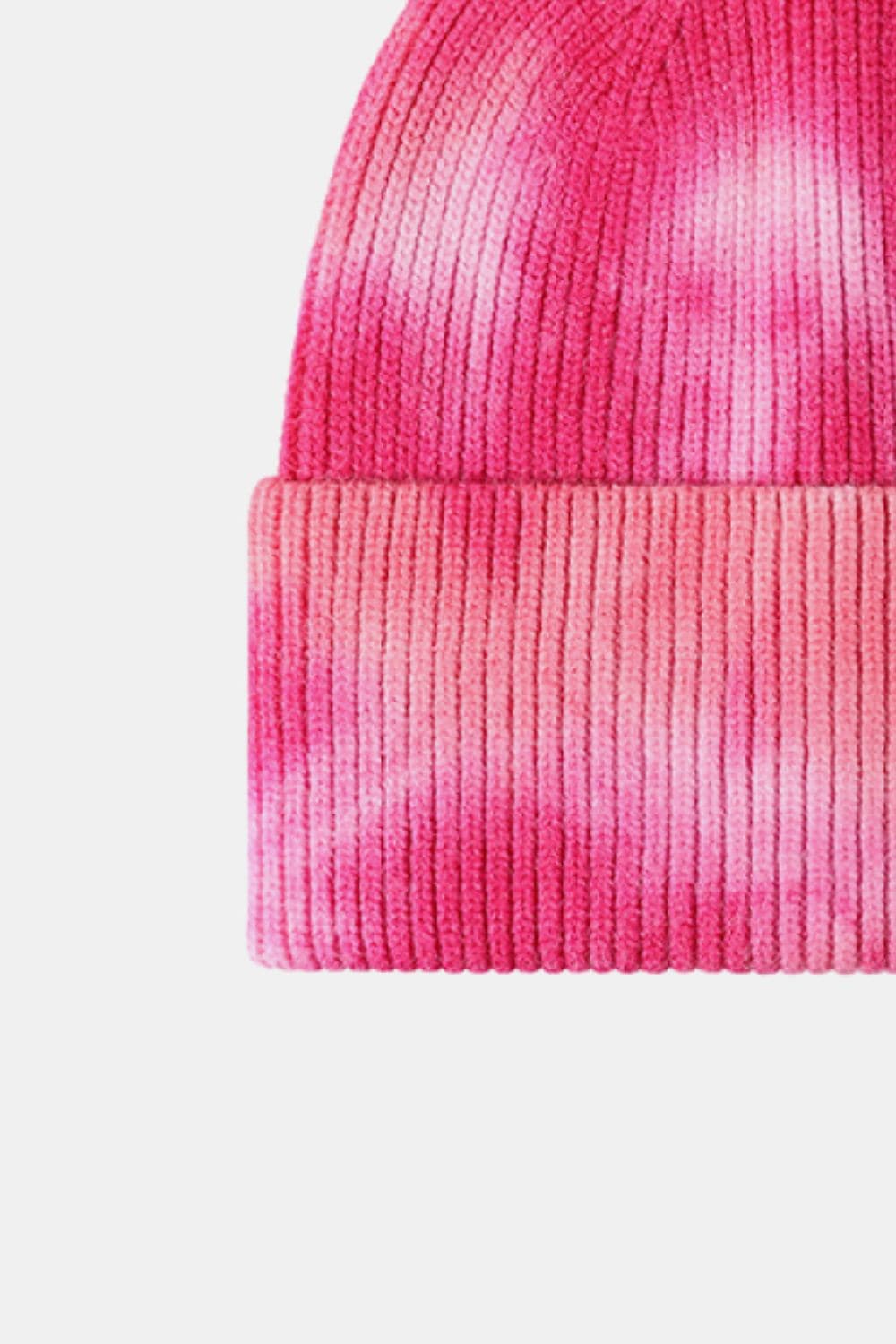 Tie-Dye Cuffed Rib-Knit Beanie Hat.