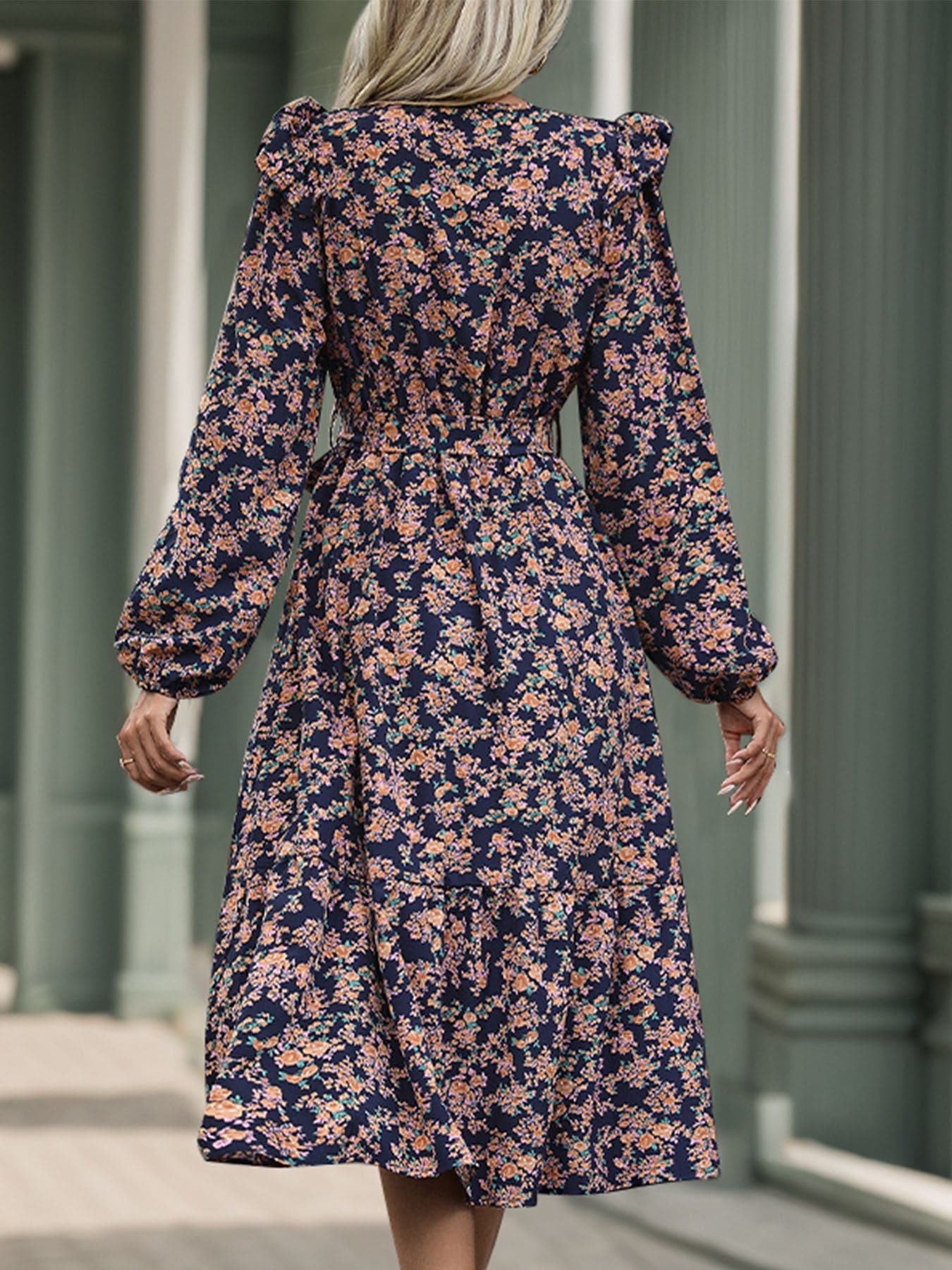 Chic printed surplice dress