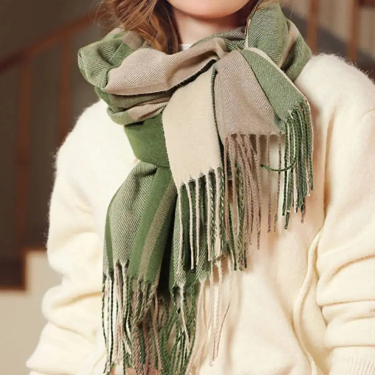 Plaid Fringe Scarf Simply Love