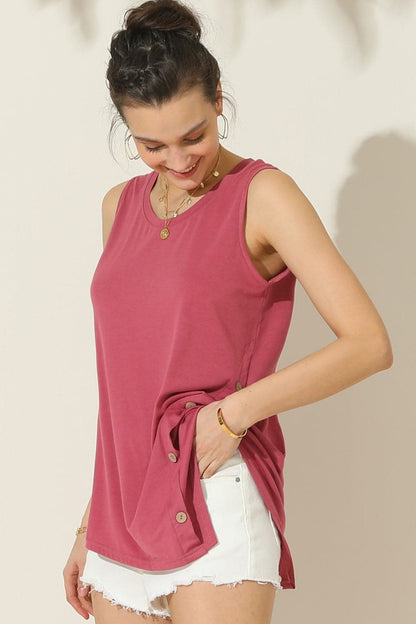 Ninexis Round Neck Button Side Tank.