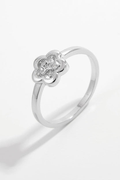 925 Sterling Silver Zircon Flower Ring.