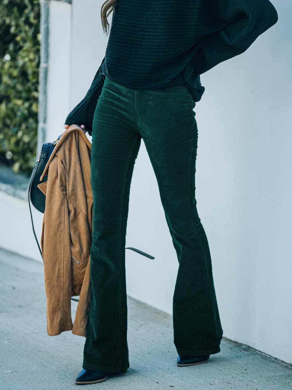 High rise bootcut trousers, polyester - Love Salve 