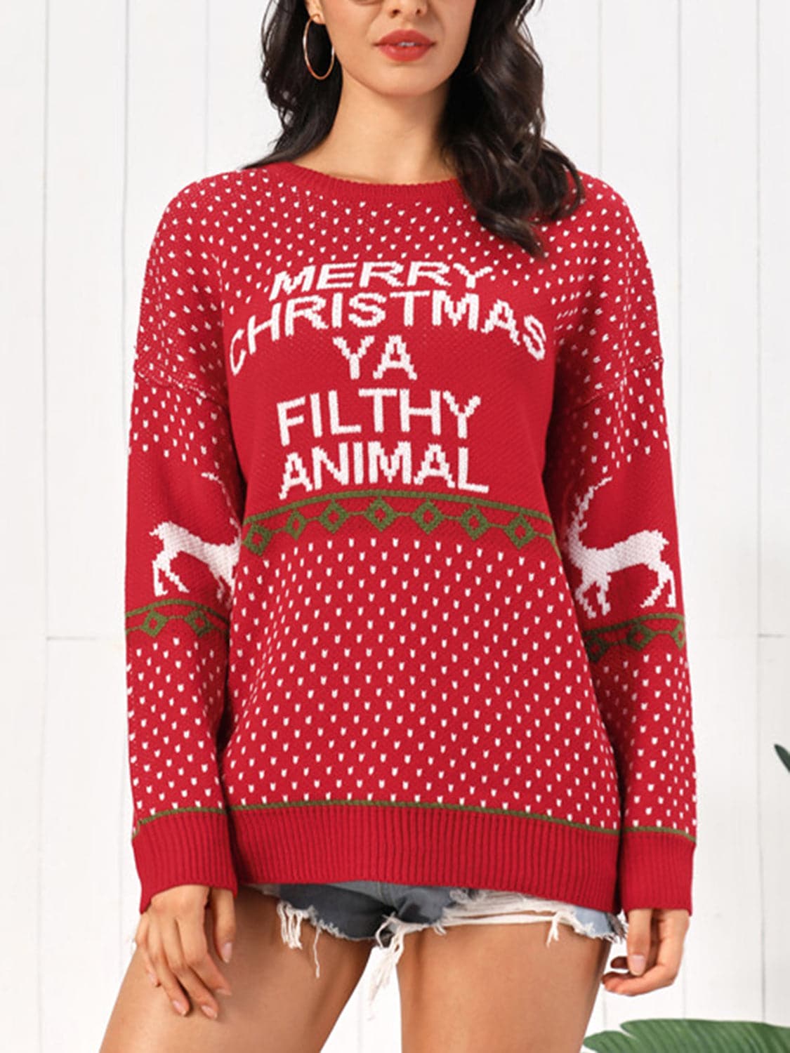 Christmas Element Round Neck Sweater.