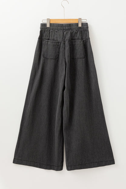 Trendy carbon grey wide leg jeans