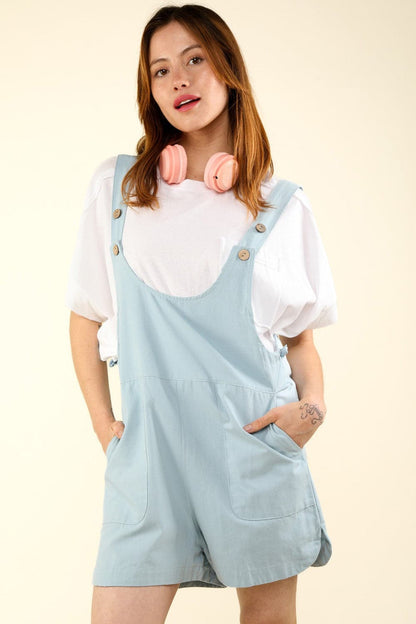 VERY J Adjustable Waist Suspender Overalls with Pockets.