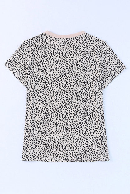 Apricot Cheetah Print Casual Crew Neck T Shirt - Product back view T Shirts by Divine Design4U