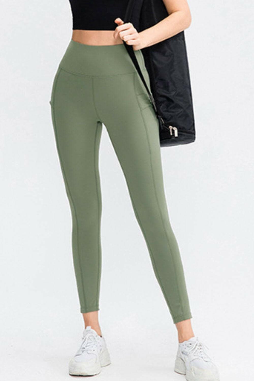 Wide Waistband Slim Fit Long Sports Pants with Pocket.