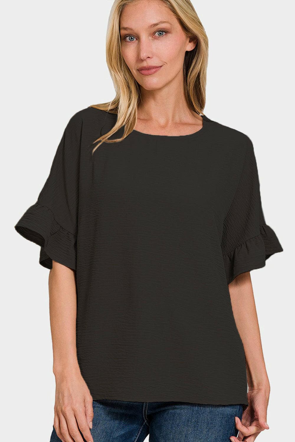 Zenana Flutter Sleeve V-Neck Top.