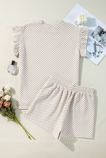 Apricot Ruffled Cap Sleeve Top and Shorts Co-ord Set