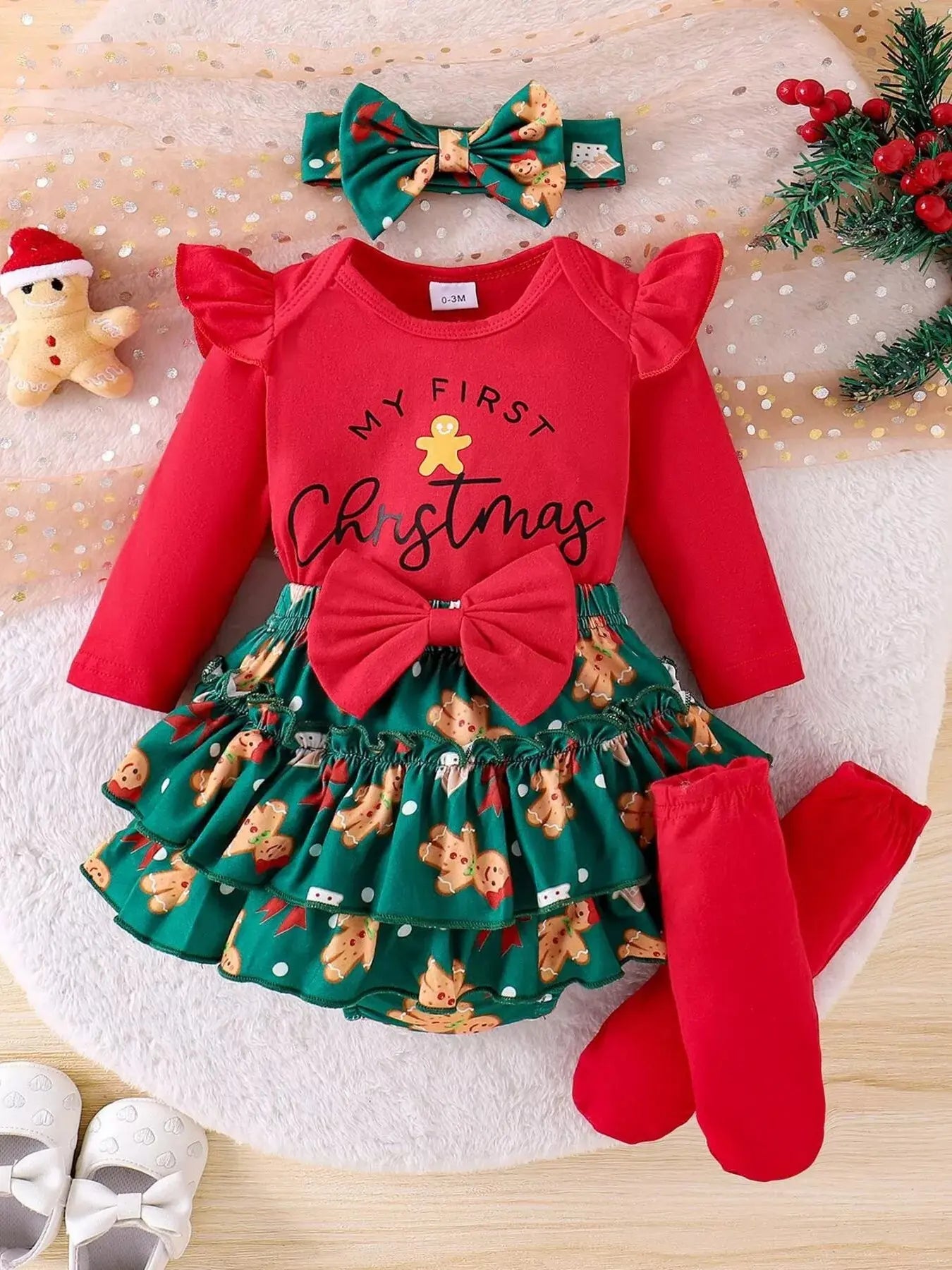 Children's My First Christmas Ruffle Sleeve Set Simply Love