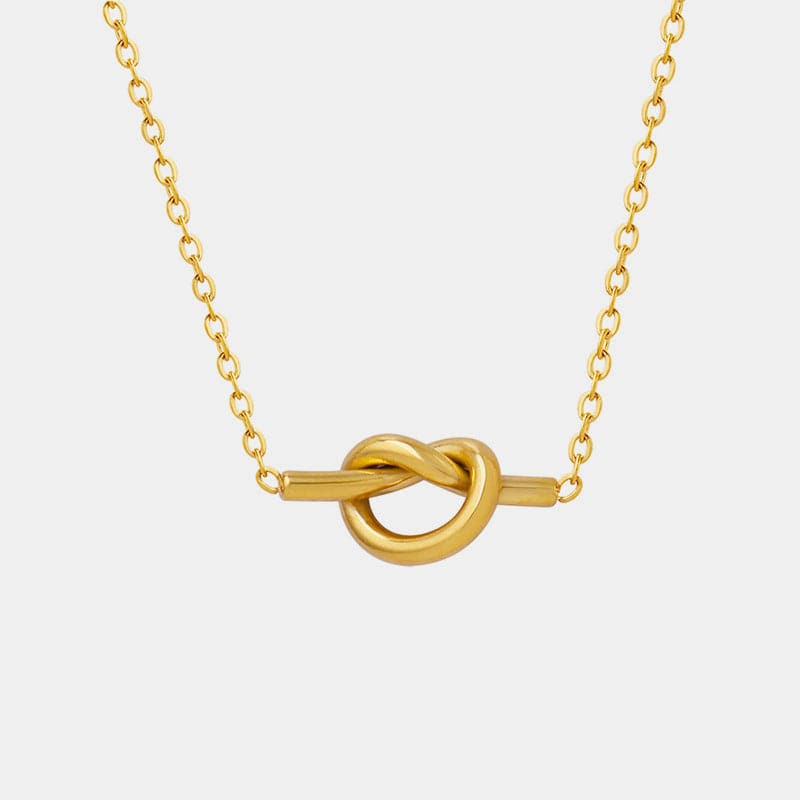 18K Gold-Plated Titanium Steel Knot Necklace.